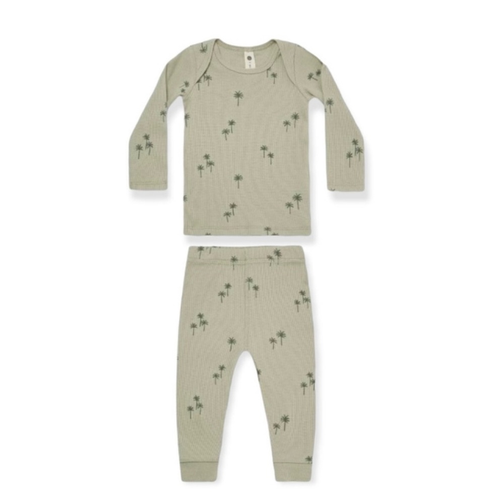 Quincy Mae Ribbed Palm Tree Baby Pajama (PJ) Set Size 3-6m